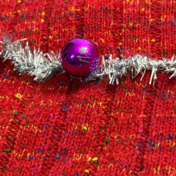 LIZ CLAIBORNE Womens Small Red Multicolor Handmaid Ugly Christmas Sweater V-Neck - Picture 8 of 10